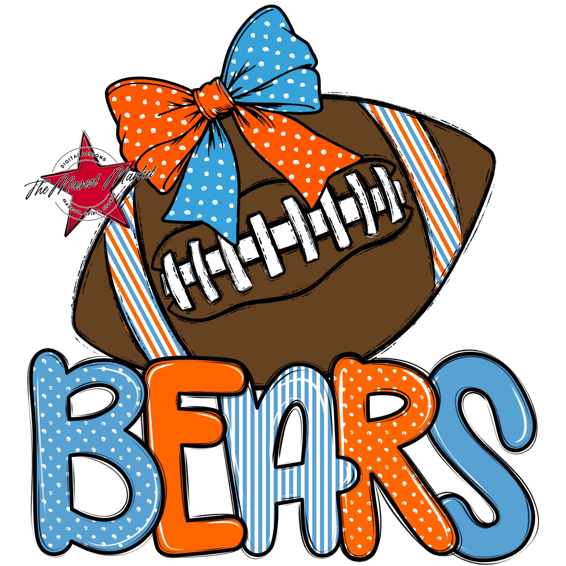 Bears Football Spirit Design-Carolina Blue & Orange