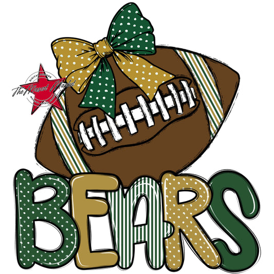 Bears Football Spirit Design-Green & Gold