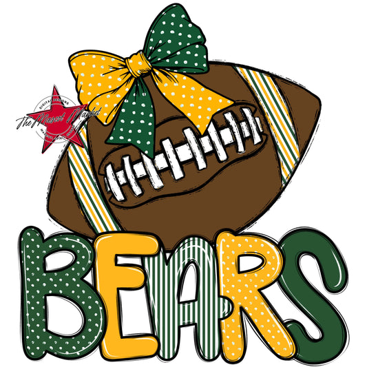 Bears Football Spirit Design-Green & Yellow
