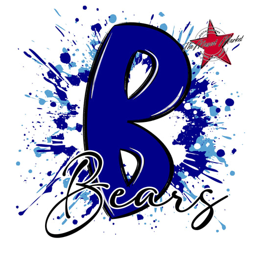 Bears Mascot Splatter-Blue & Carolina Blue