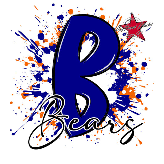 Bears Mascot Splatter-Blue & Orange