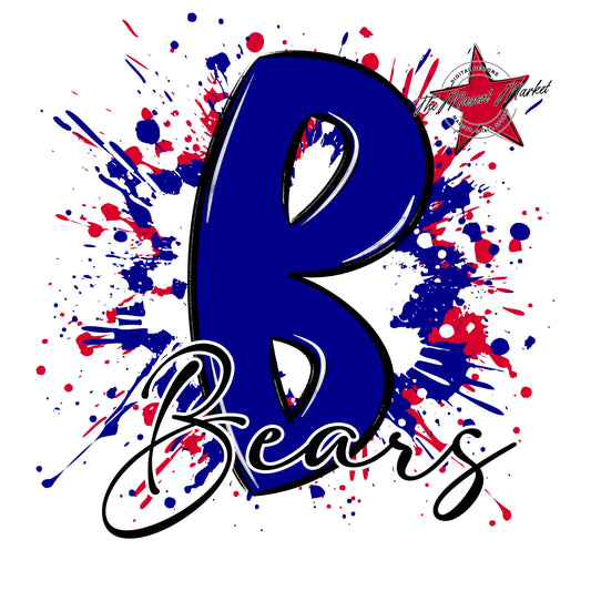 Bears Mascot Splatter-Blue & Red
