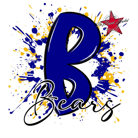 Bears Mascot Splatter-Blue & Yellow