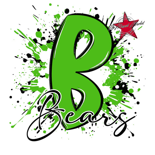 Bears Mascot Splatter-Bright Green