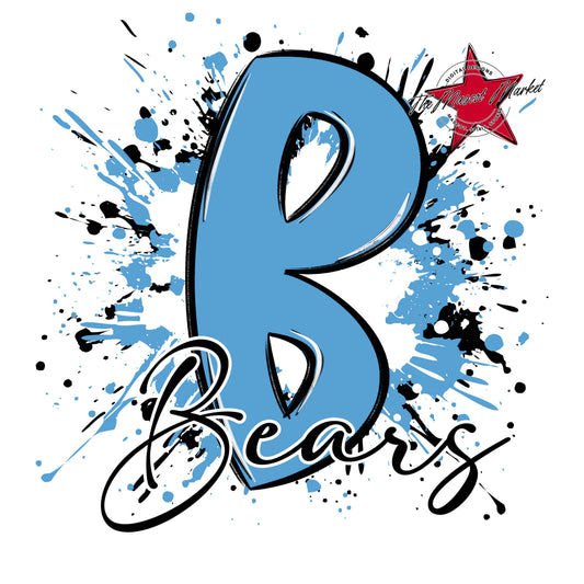 Bears Mascot Splatter-Carolina Blue