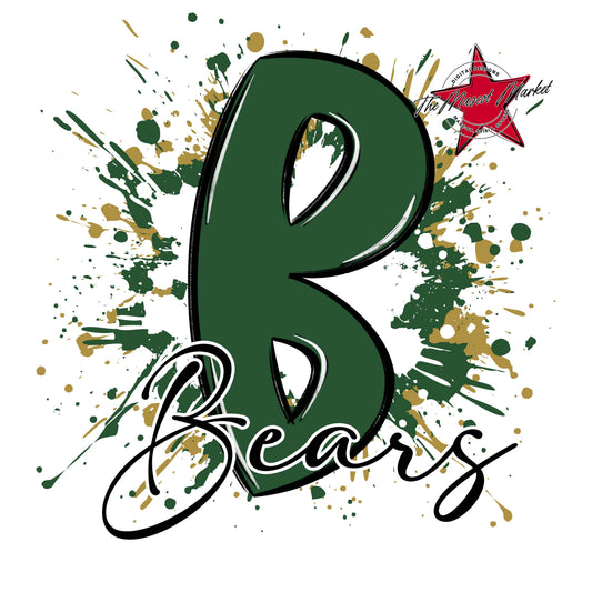 Bears Mascot Splatter-Green & Gold