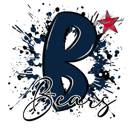 Bears Mascot Splatter-Navy
