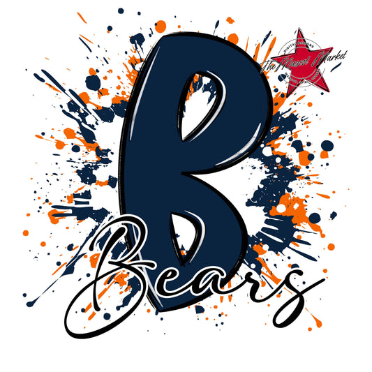 Bears Mascot Splatter-Navy & Orange