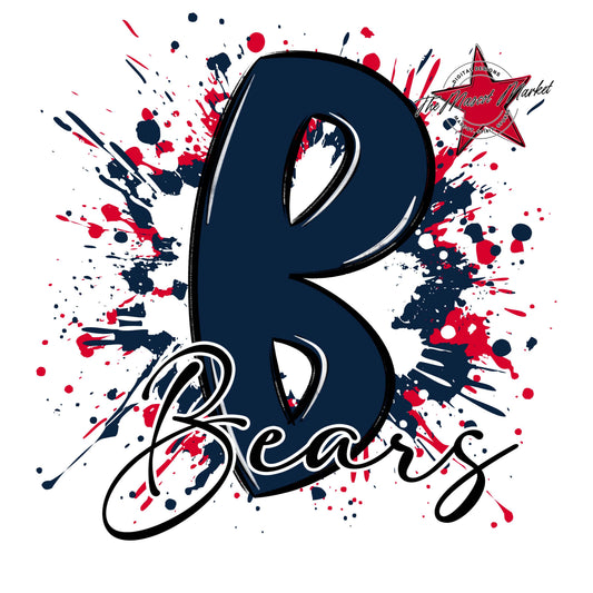 Bears Mascot Splatter-Navy & Red