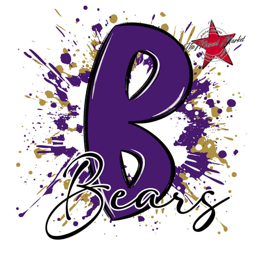 Bears Mascot Splatter-Purple & Gold