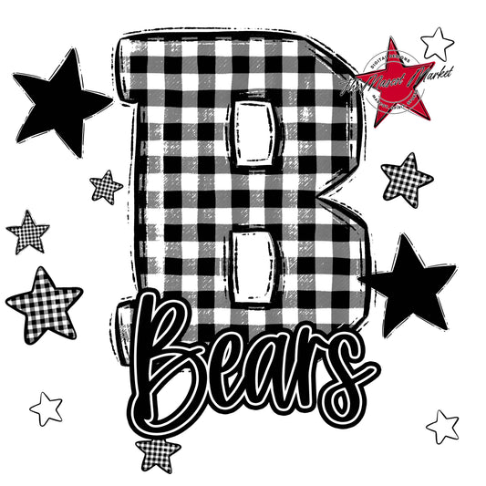 Bears Plaid Star Design-Black