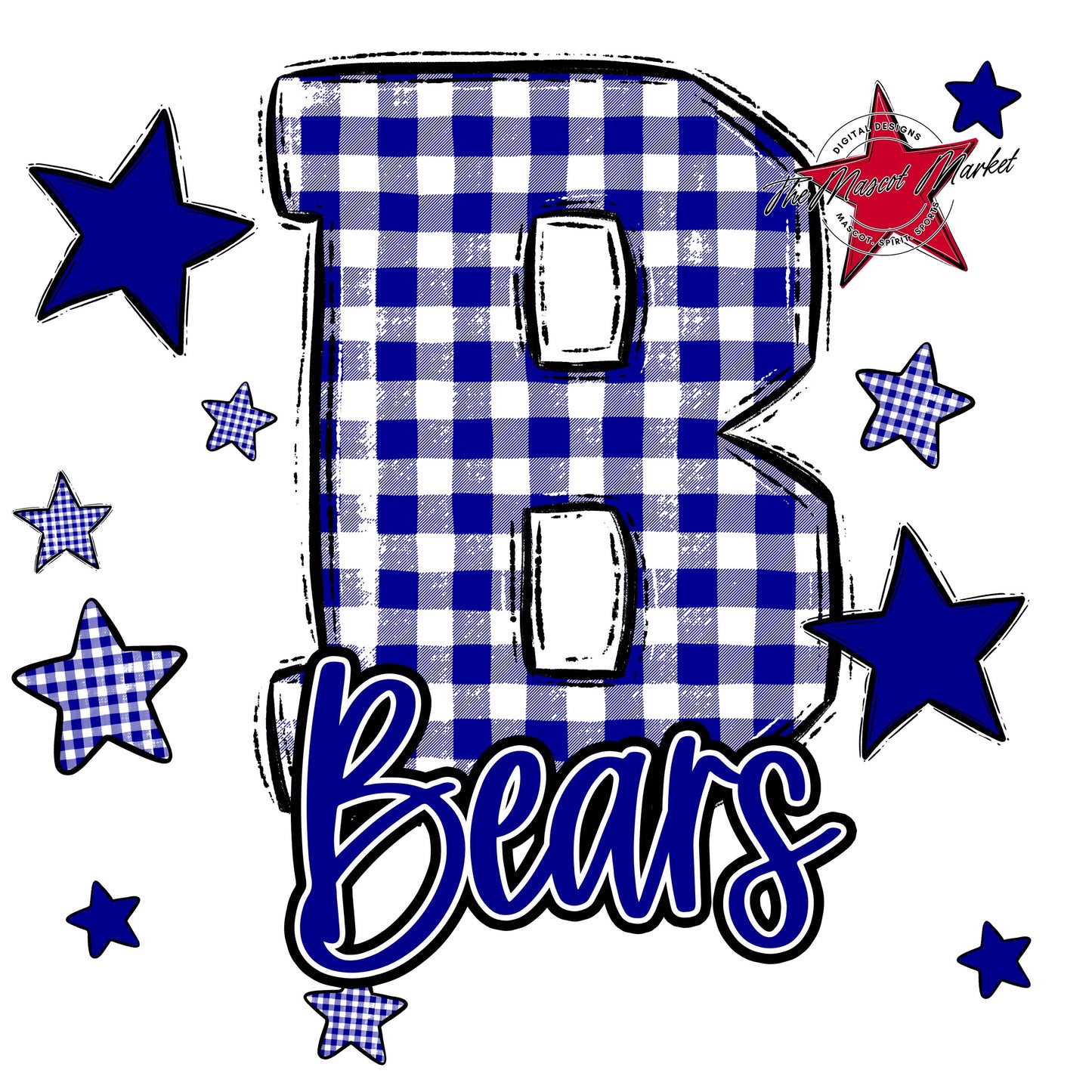 Bears Plaid Star Design-Blue