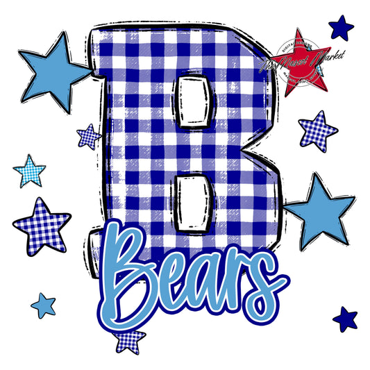Bears Plaid Star Design-Blue & Carolina Blue
