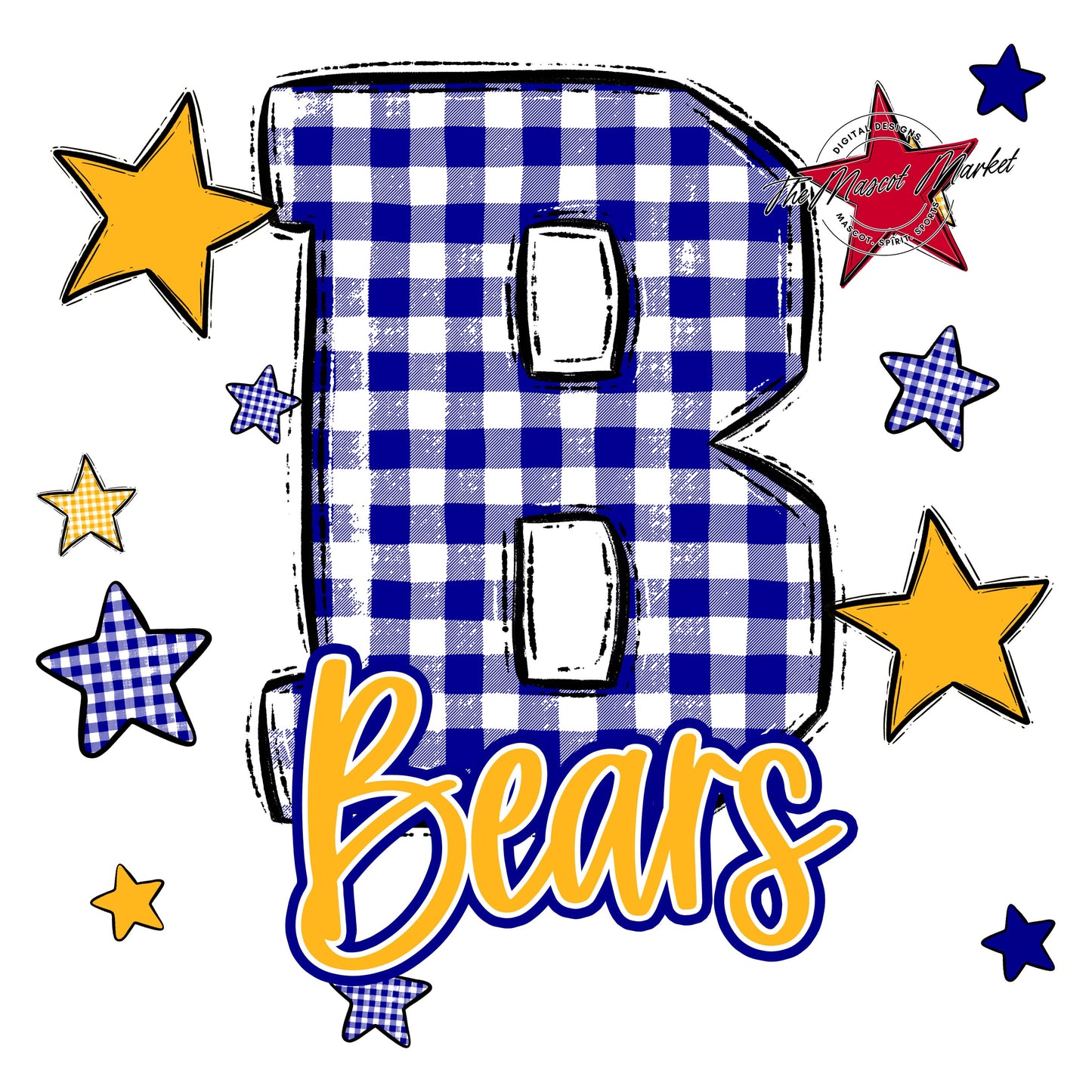 Bears Plaid Star Design-Blue & Yellow