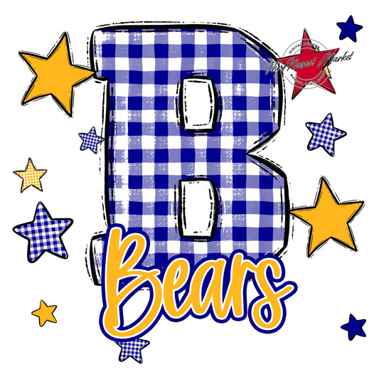 Bears Plaid Star Design-Blue & Yellow