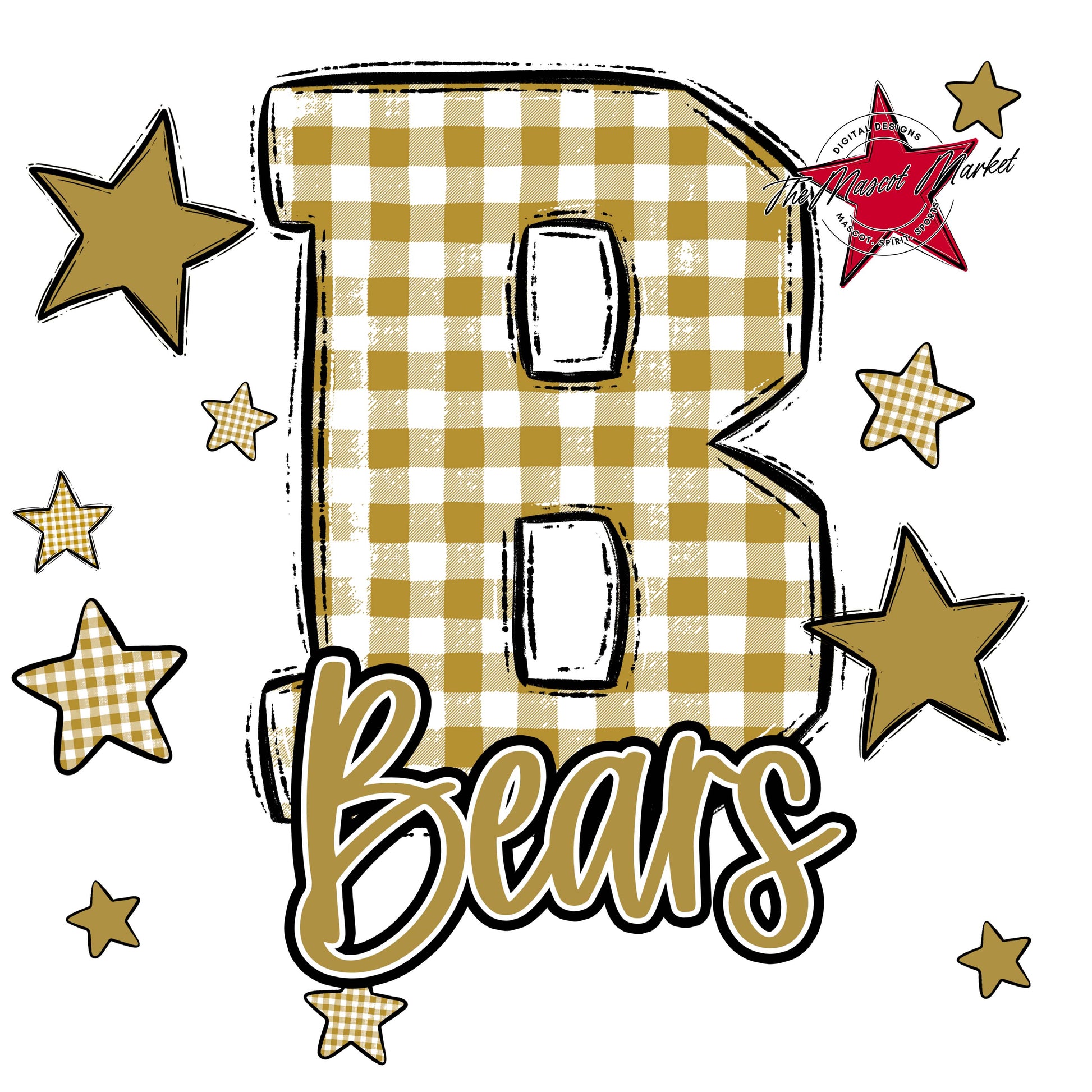 Bears Plaid Star Design-Gold