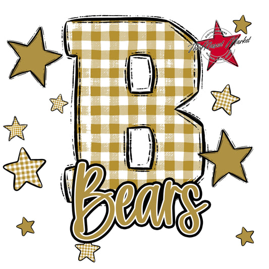 Bears Plaid Star Design-Gold
