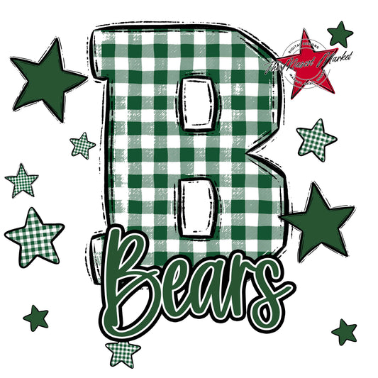 Bears Plaid Star Design-Green