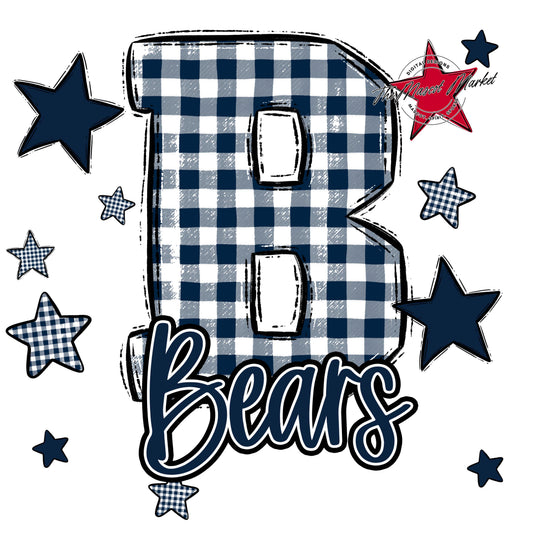 Bears Plaid Star Design-Navy