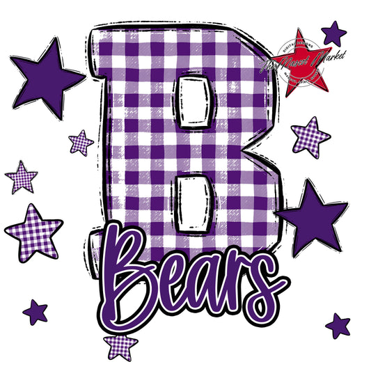 Bears Plaid Star Design-Purple