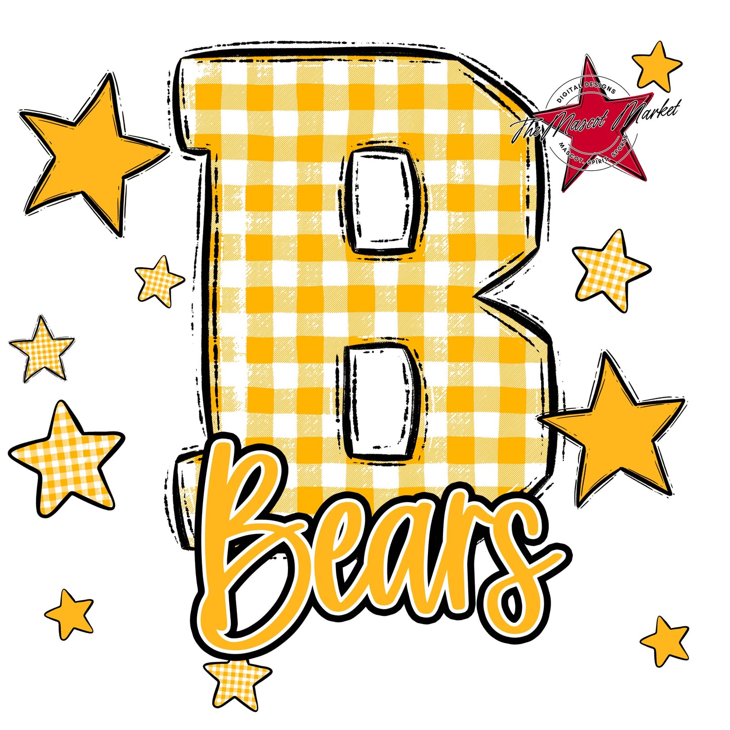 Bears Plaid Star Design-Yellow