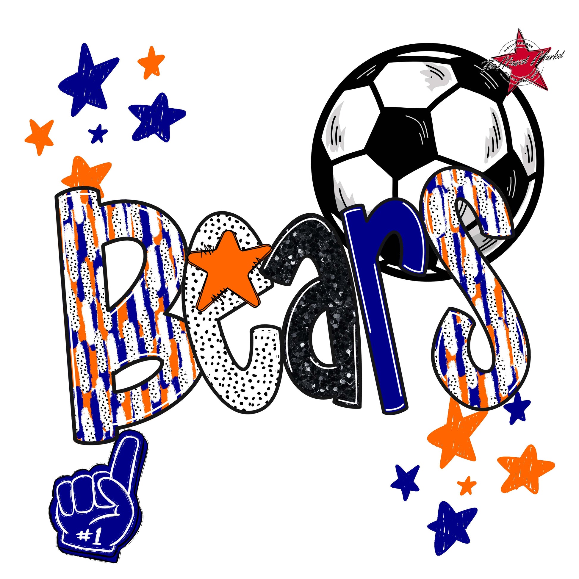 Bears Soccer Scrape-Blue & Orange