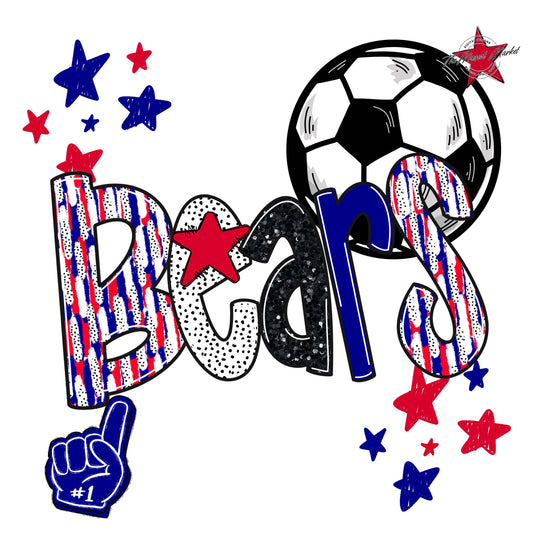 Bears Soccer Scrape-Blue & Red