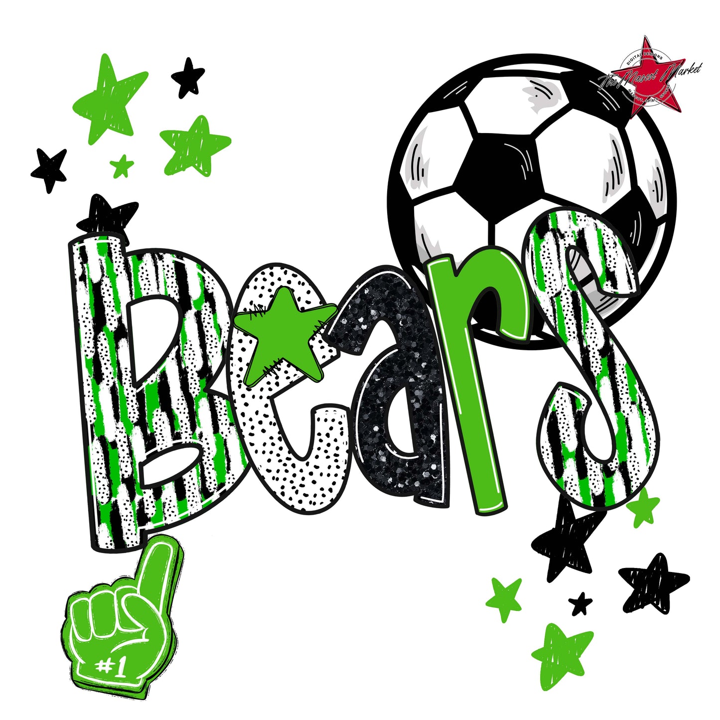 Bears Soccer Scrape-Bright Green
