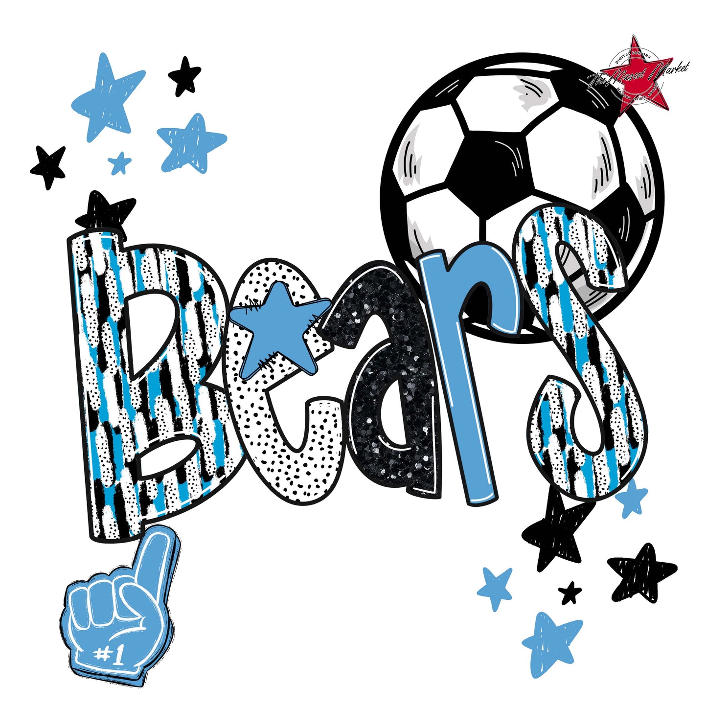 Bears Soccer Scrape-Carolina Blue