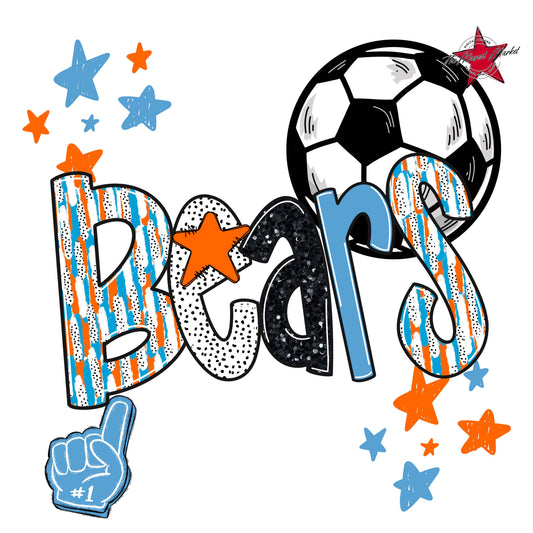 Bears Soccer Scrape-Carolina Blue & Orange