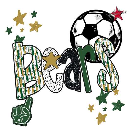 Bears Soccer Scrape-Green & Gold