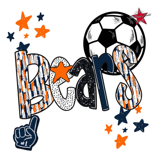 Bears Soccer Scrape-Navy & Orange
