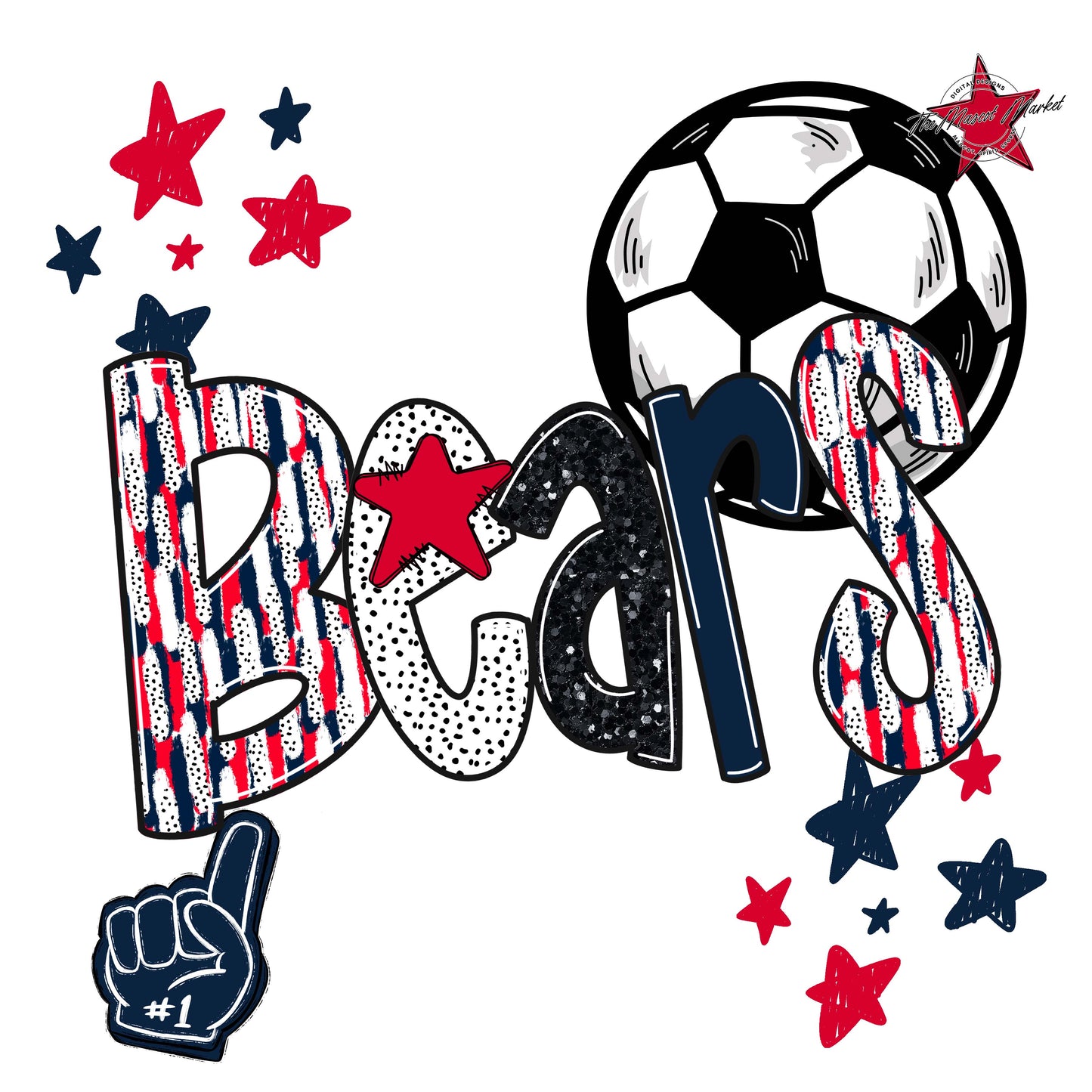 Bears Soccer Scrape-Navy & Red
