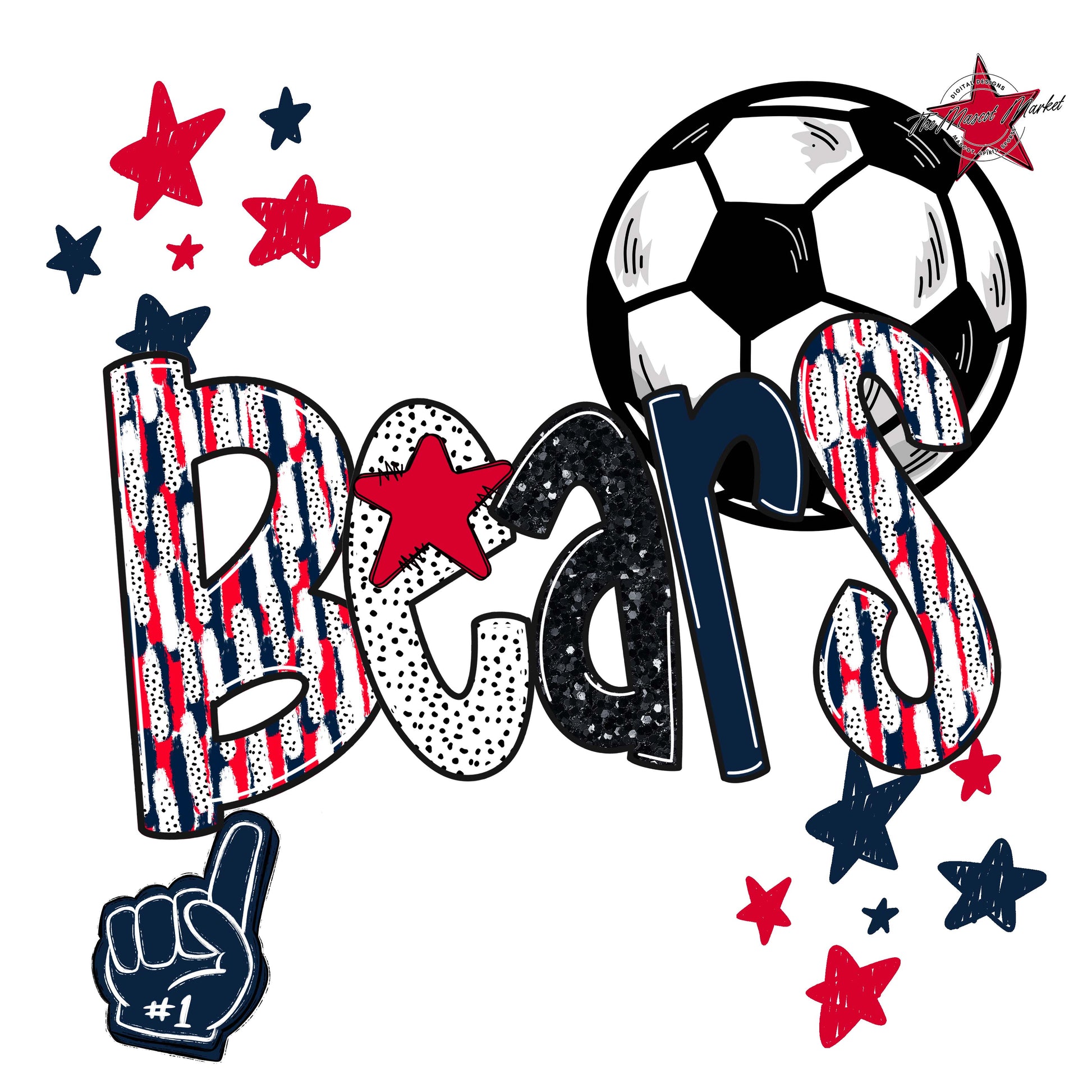 Bears Soccer Scrape-Navy & Red