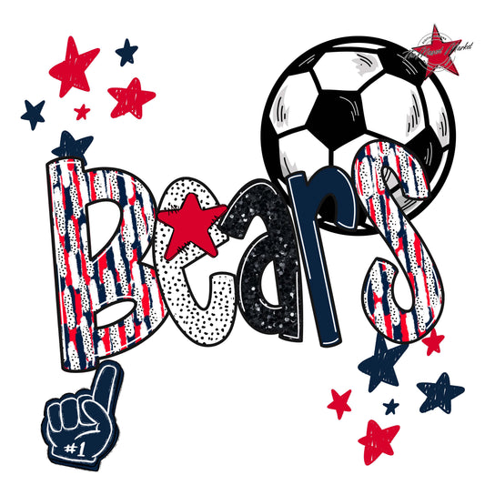 Bears Soccer Scrape-Navy & Red