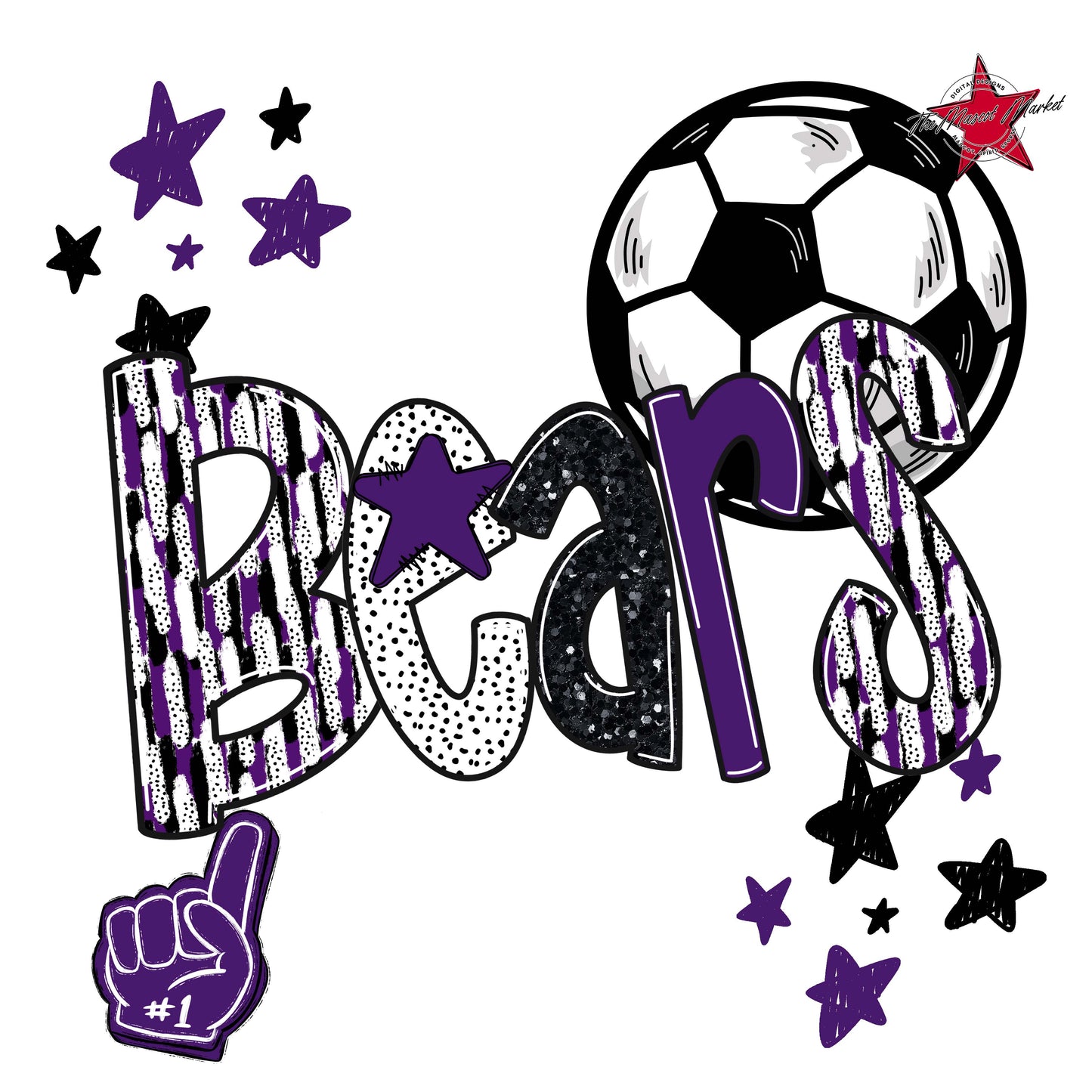 Bears Soccer Scrape-Purple