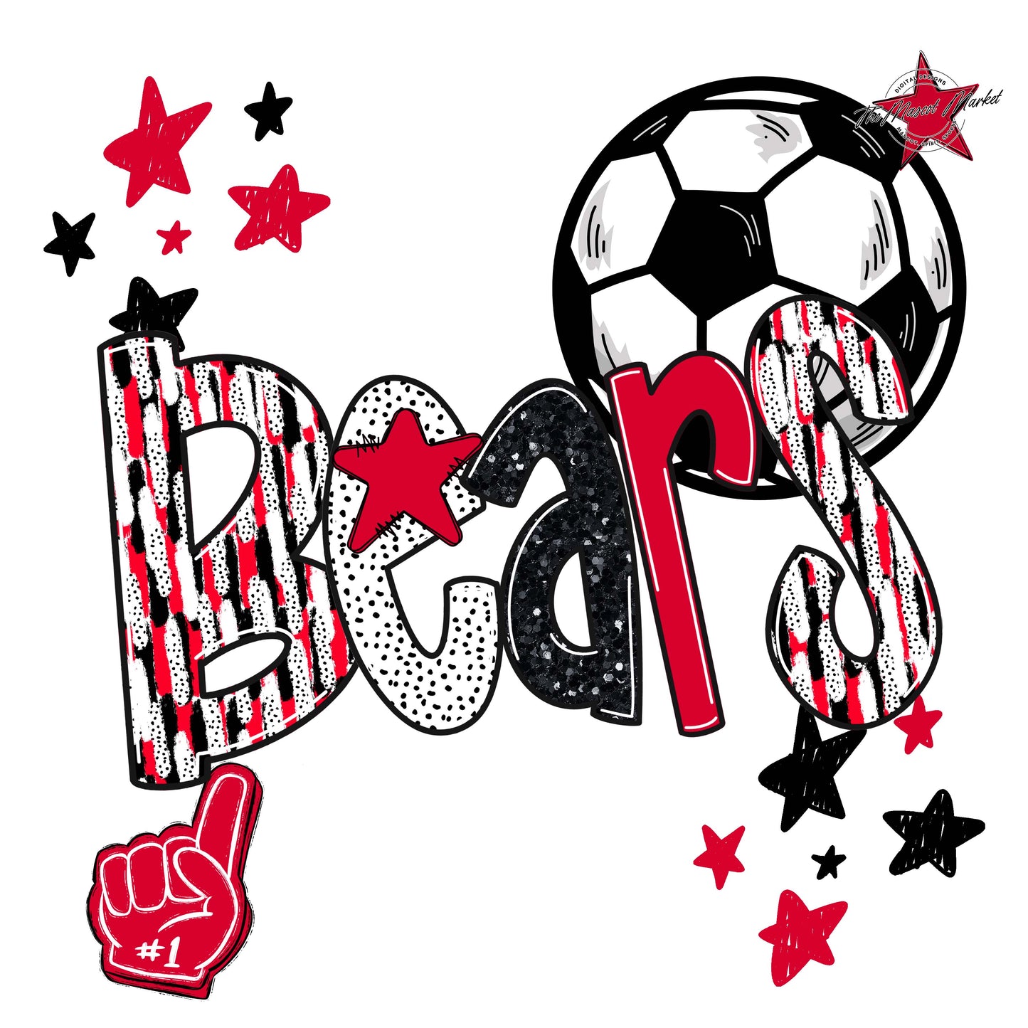 Bears Soccer Scrape-Red