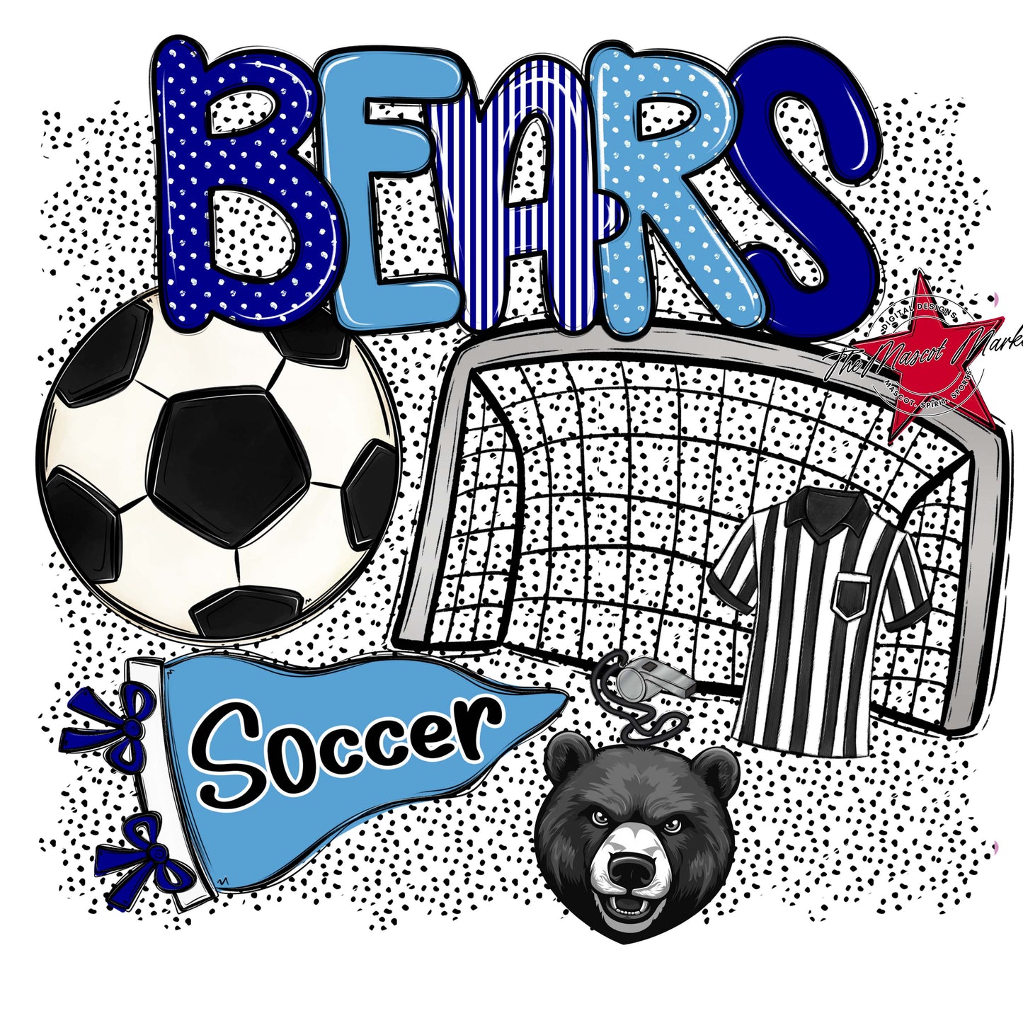 Bears Soccer Spirit-Blue & Carolina Blue