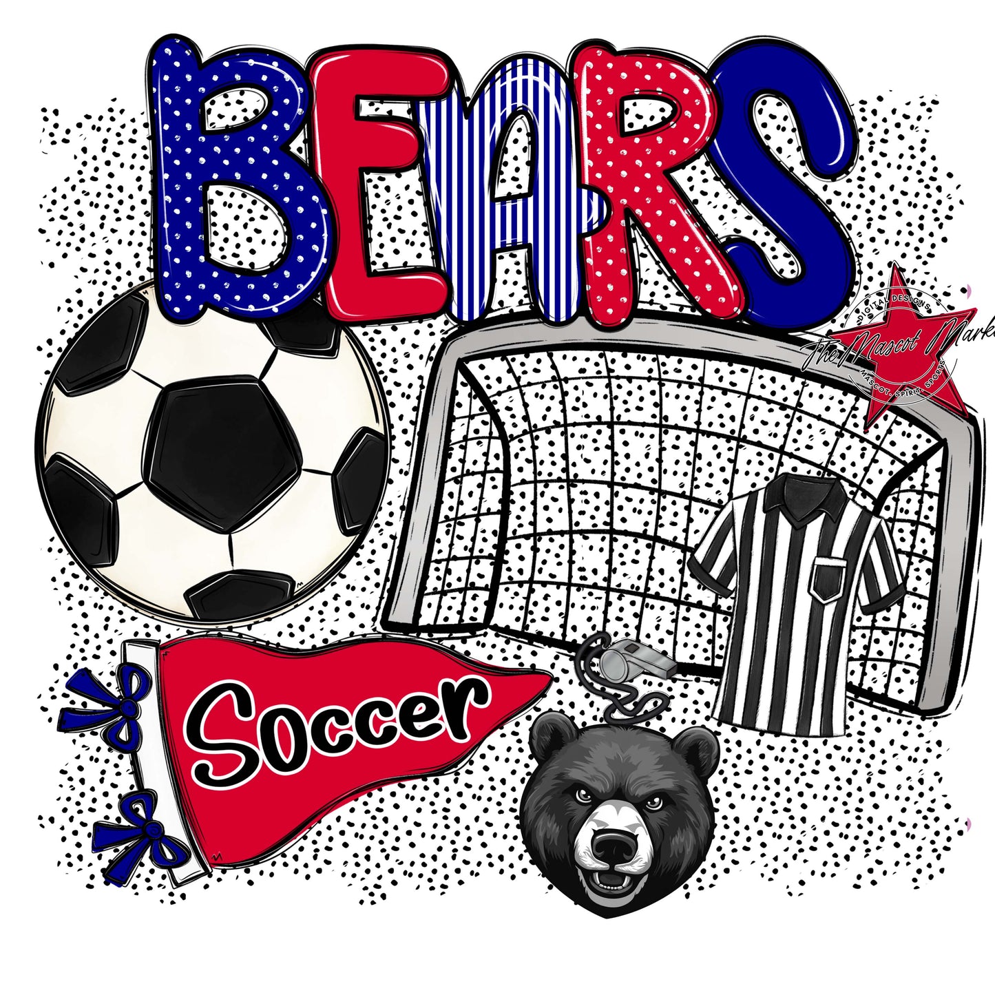 Bears Soccer Spirit-Blue & Red
