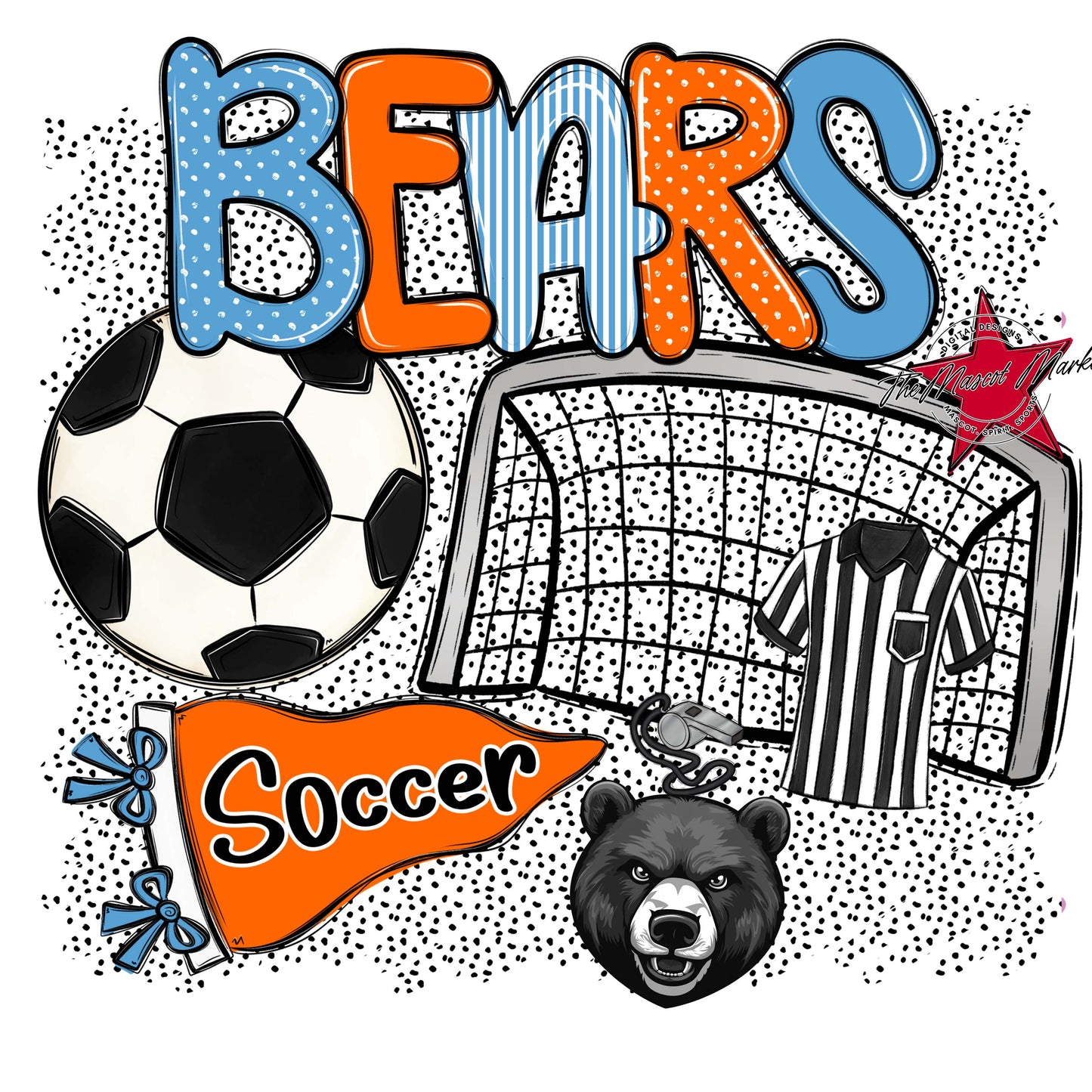 Bears Soccer Spirit-Carolina Blue & Orange