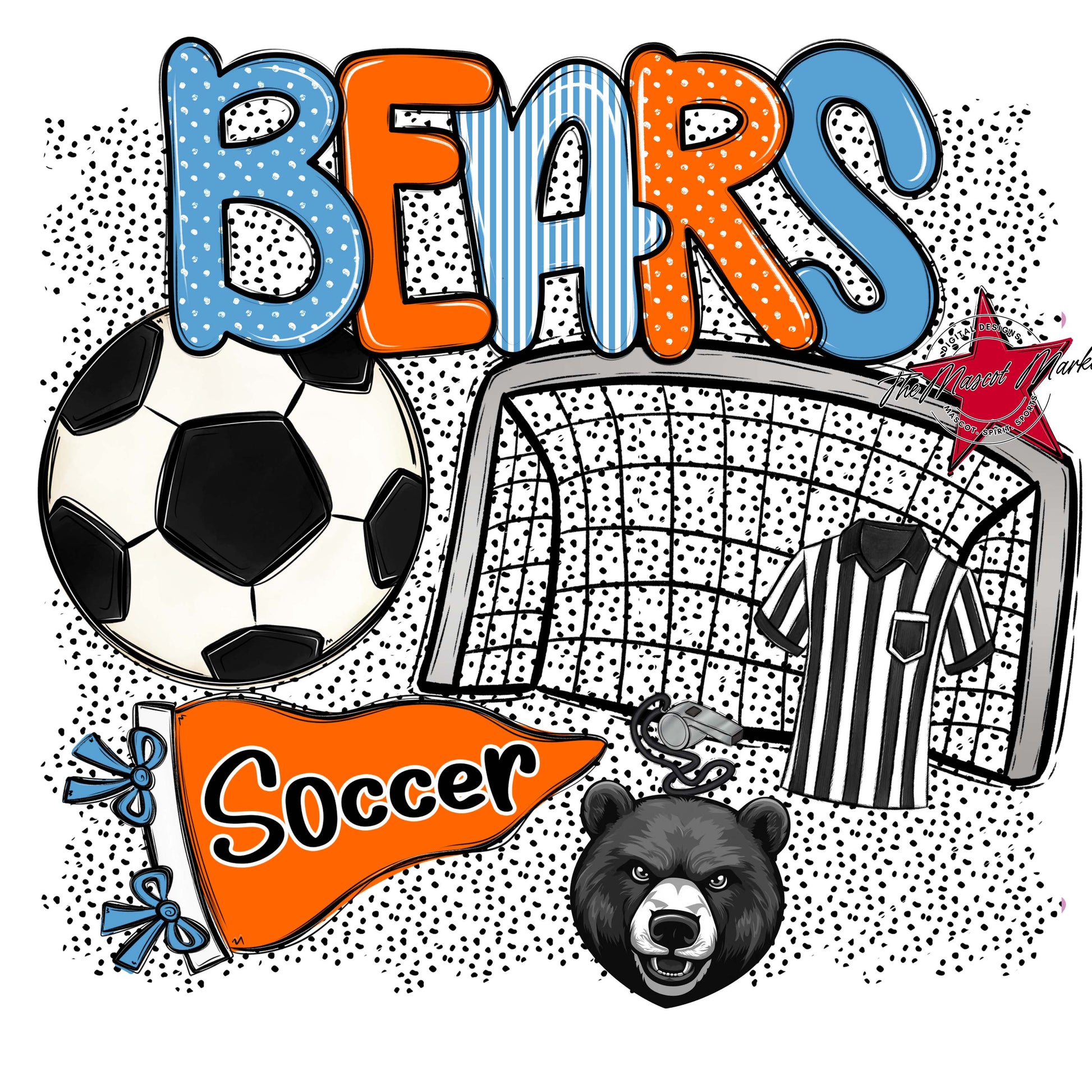 Bears Soccer Spirit-Carolina Blue & Orange