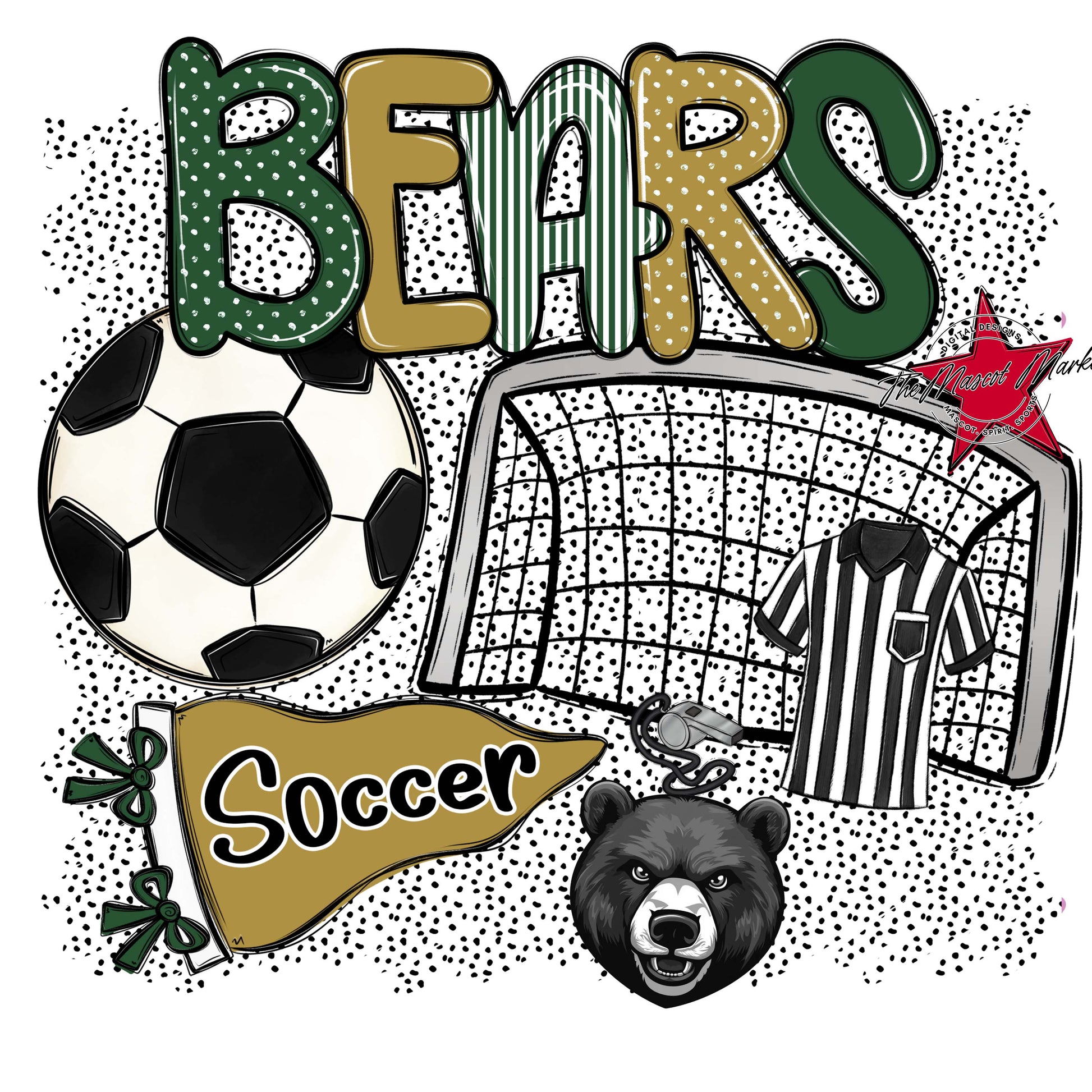 Bears Soccer Spirit-Green & Gold