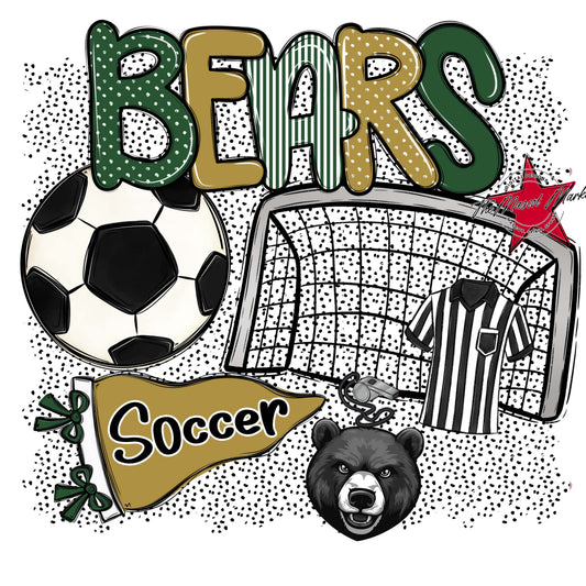 Bears Soccer Spirit-Green & Gold