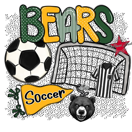 Bears Soccer Spirit-Green & Yellow
