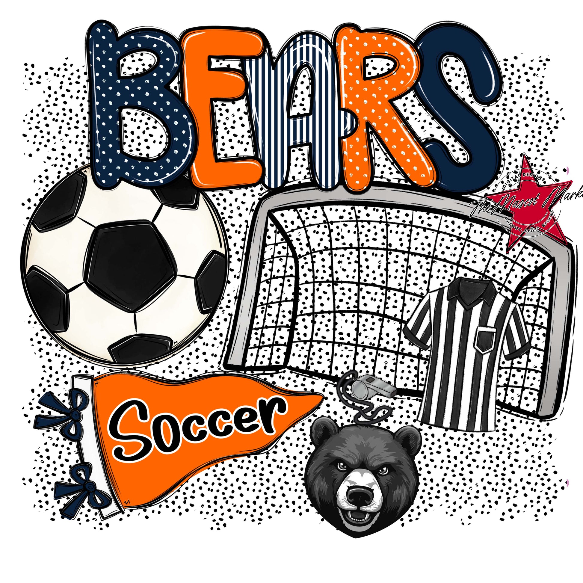 Bears Soccer Spirit-Navy & Orange
