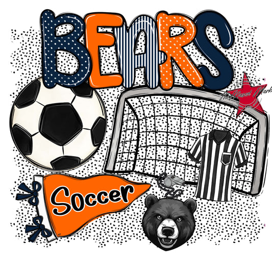 Bears Soccer Spirit-Navy & Orange