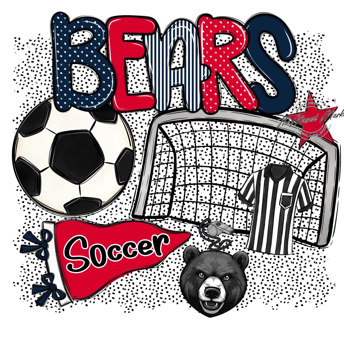 Bears Soccer Spirit-Navy & Red