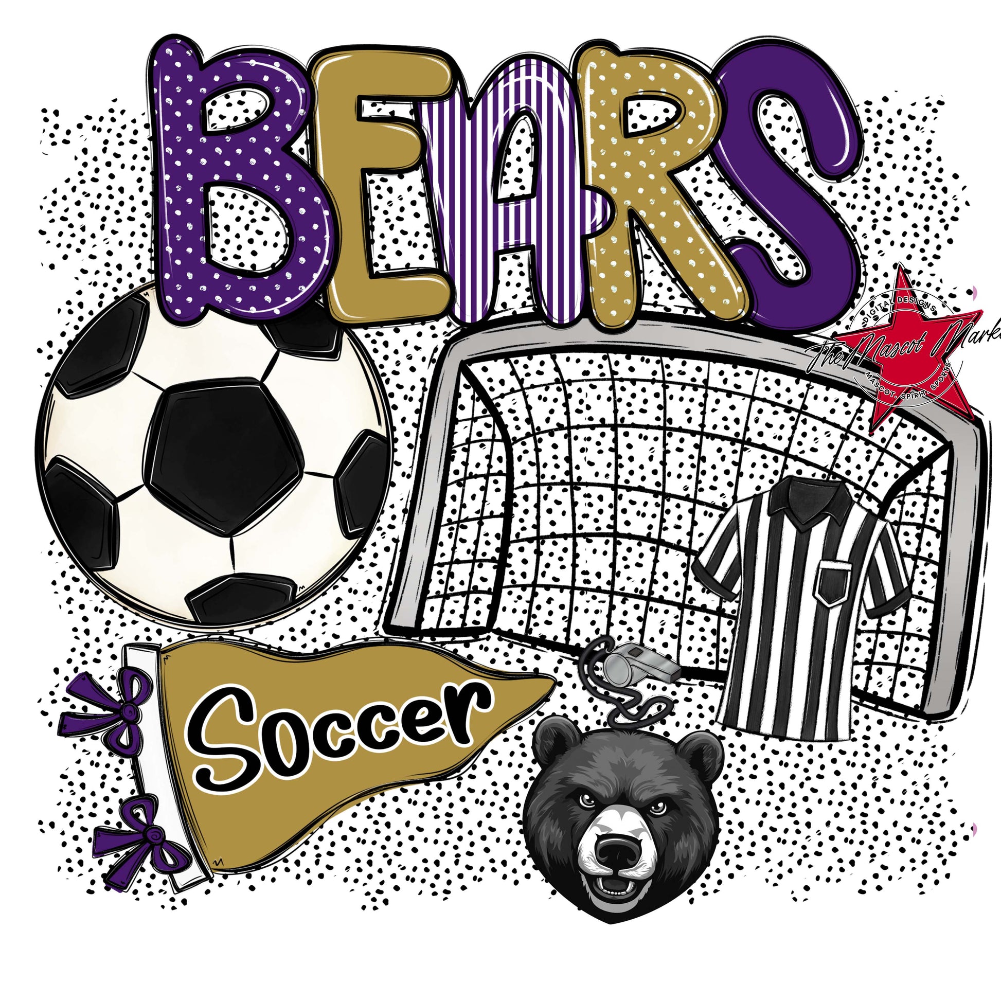 Bears Soccer Spirit-Purple & Gold