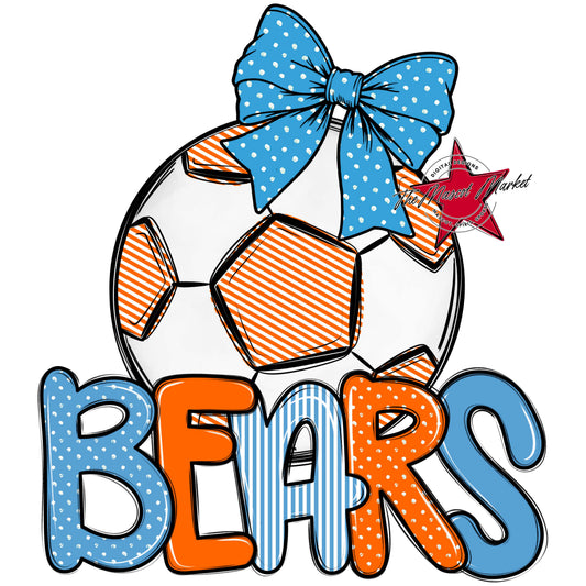 Bears Soccer Spirit Design-Carolina Blue & Orange