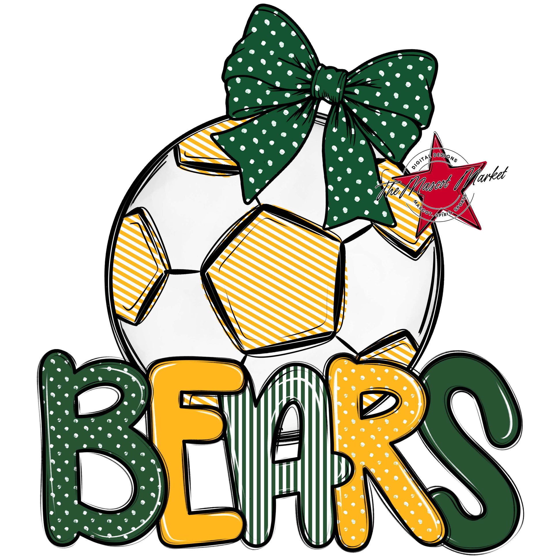 Bears Soccer Spirit Design-Green & Yellow